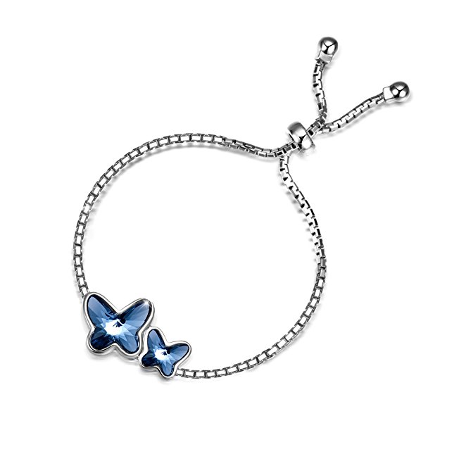 T400 Jewelers "Dream Chasers" Love Gift Swarovski Elements Crystal Butterfly Bangle Bracelet Women's Jewerly