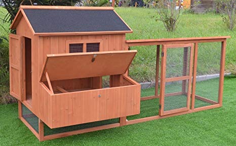 Omitree Large 87" Deluxe Solid Wood Hen Chicken Cage House Coop Huge w/Run Nesting Box