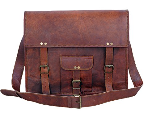 Komal's Passion Leather 14 Inch Leather Laptop Bag Satchel Briefcase Shoulder College Bag