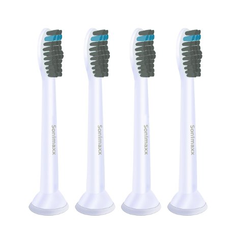 Sonimaxx Activated Bamboo Charcoal Sonicare Replacement Heads Replaces Philips Sonicare HX-6014 ProResults fits DiamondClean EasyClean Flexcare HealthyWhite Plaque Control Handles - 4 PACK