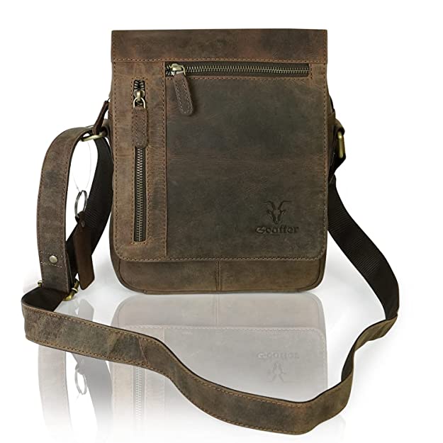 Goatter Vintage Coffee Brown Hunter Leather Sling Bag For Unisex