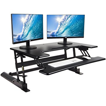 Standing Desk Converter - Cubiker Height Adjustable Sit Stand up Desktop Riser Dual Monitor 36" Computer Tabletop Workstation