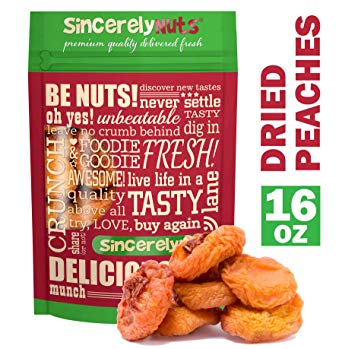 Sincerely Nuts Dried Peaches (1 LB) Vitamin C-Rich Snack - Classic Favorite for the Whole Family - Vegan & Kosher