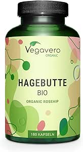 BIO HAGEBUTTEN Kapseln hochdosiert | EU Anbau | 1400 mg Hagebuttenpulver BIO | Laborgeprüft | Vegan - ohne Zusatzstoffe | Deutsche Produktion von Vegavero® | 180 Kapseln