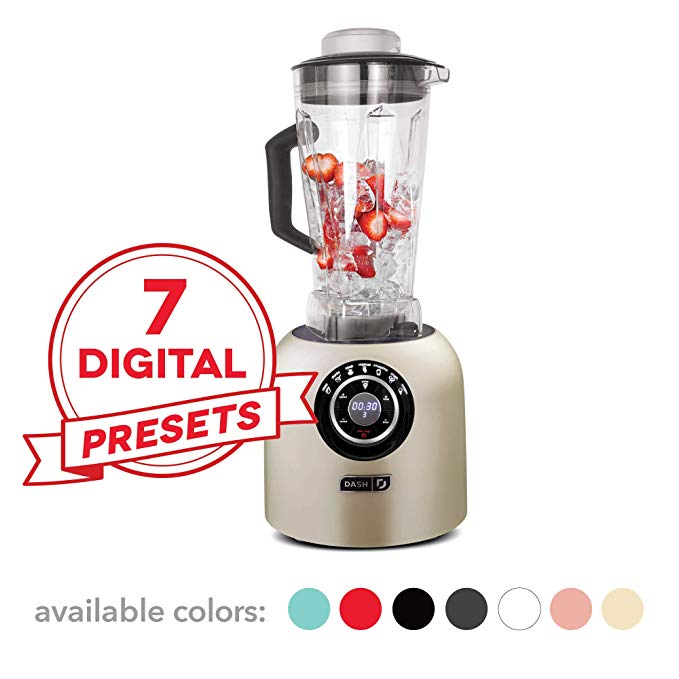 Dash DPB500CH Chef Series Blender with with Stainless Steel Blades   Digital Display for Coffee Drinks, Frozen Cocktails, Smoothies, Soup, Fondue & More, 64 oz, Champagne