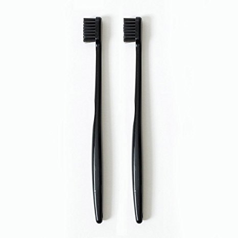 Morihata Binchotan Activated Charcoal Toothbrush, Standard Bristles - Black - Set of 2