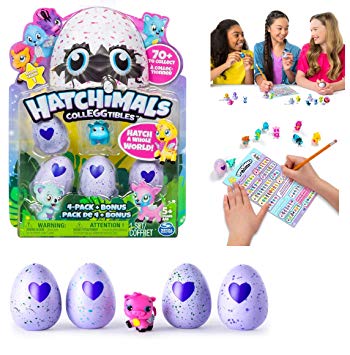 Hatchimals Colleggtibles - 4 Pack and Bonus - Adorable Collectible Hatchimals that Come Inside Small, Speckled Eggs (Styles & Colors May Vary)