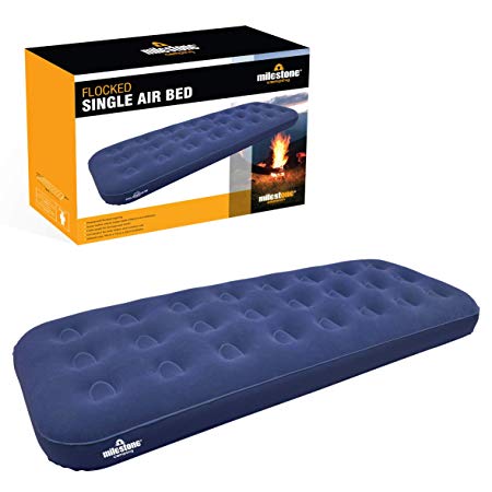 Milestone Camping Single Flocked Airbed - Blue by Milestone Camping
