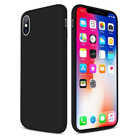 iPhone X Case, iPhone X Liquid Silicone Protective Cover Slim for Apple iPhone X (2017), Adopted Honeycomb Texture Inside, Heat Dissipation Shell by Ainope (Black)