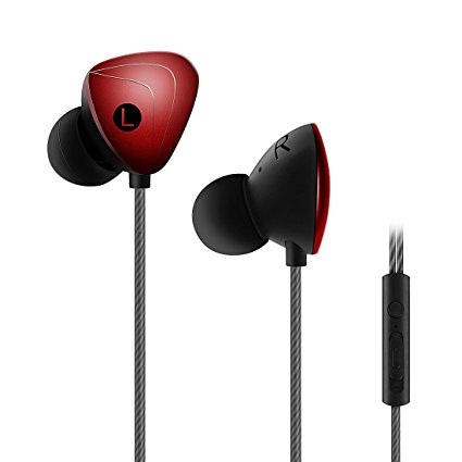 Earbuds, Kimitech In Ear Wired Earphone with Remote Control & Microphone for iPhone iPad iPod Black (stylish red)