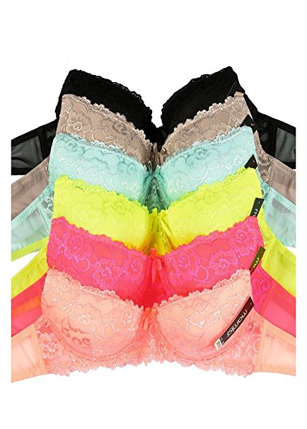 Women's Laced & Lace Trimmed Bras (Packs of 6) - Various Styles