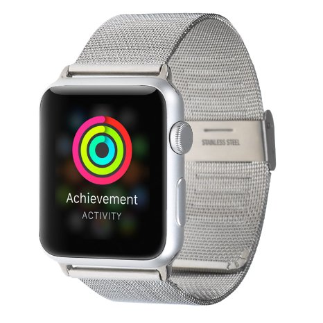 Apple Watch BandSilver Stainless Steel Mesh Apple Watch Band Standard Wristbands for Apple Watch and Sport and Edition 38MM Silver