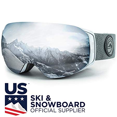 WildHorn Outfitters Roca Ski Goggles & Snowboard Goggles- Premium Snow Goggles Men, Women Kids. Features Quick Change Magnetic Lens System Integrated Clip Lock.