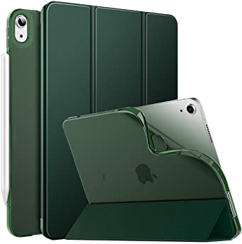 MoKo Case Fit New iPad Air 4, iPad Air 4th Generation Case 2020 10.9", Smart Trifold Stand Slim Folio Case Soft TPU Frosted Translucent Back Cover Fit iPad Air 4 2020,Auto Wake/Sleep,Midnight Green