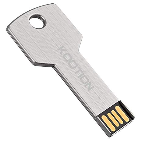 KOOTION 32GB USB Key Flash Drive Metal Thumb Drive USB2.0 Memory Stick Keychain Tile Design, Sliver
