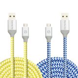 6Ft Nylon Braided Micro USB Cable Eversame 2-Pack 18M Premium Nylon Braided High Speed USB 20 A Male to Micro B Sync Charging Cord For Samsung Galaxy S6 Edge PlusTab4 HTC Nook ColorBlue Yellow