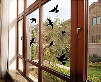 Anti-Collision Window Alert Bird Stickers Silhouettes Glass Door Protection and Save Birds, Black (12 Silhouettes)