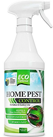 Eco Defense Organic Home Pest Control Spray - Kills and Repels Ants Roaches Spiders and Other Pests Guaranteed - All Natural Insect Killer - Child and Pet Safe - IndoorOutdoor Spray - 16oz