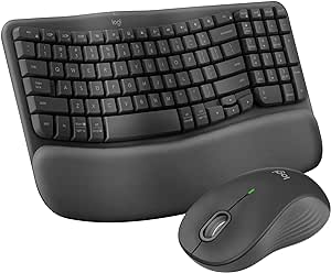 Logitech Wave Keys MK670 Combo, Wireless Ergonomic Keyboard with Signature M550 L Wireless Mouse, Comfortable Natural Typing, Bluetooth, Logi Bolt, for Multi-OS, Windows/Mac - Graphite