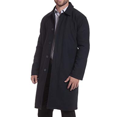 alpine swiss Zach Mens Wool Trench Coat Knee Length Overcoat Navy 2XL