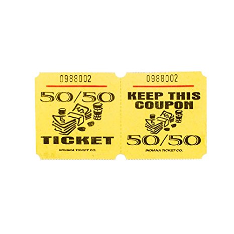 Yellow 50/50 Raffle Tickets : roll of 1000