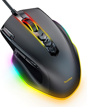 TechRise Wired Gaming Mouse, Xbox Gaming Mouse with Ajustable 10000 DPI, RGB Gaming Mouse with 11 Programmable Buttons, Ergonomic Mouse Wired for Windows Win10/ Win8/ Win7 / Win XP/Vista