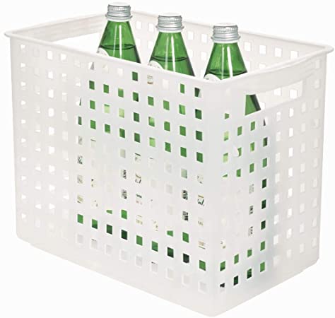 iDesign Modulon X/4 BPA-Free Recycled Plastic Medium Stackable Basket, 10.1" x 8.5" x 13.9", Frost