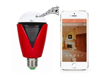 Nunet® LED Dimmable Color-Change Light Bulb With Built-In Bluetooth Speaker Multi-Color Control By Smartphone Iphone Android Phone Tablet E26/E27 Socket for Mother's Day Gift, Birthday party, event etc-Red Housing