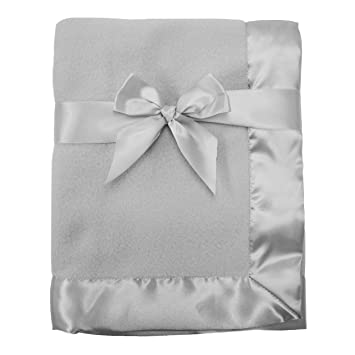 TL Care Fleece Blanket with Satin Trim, Gray, 2", for Boys and Girls