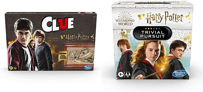 Hasbro Gaming Clue: Wizarding World Harry Potter Edition Mystery Board Game & Trivial Pursuit: Wizarding World Harry Potter Edition Compact Trivia Game for 2 or More Players, 600 Trivia Questions