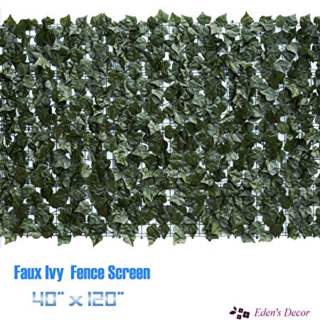 Eden's Decor 120"X40" 1 Pack Faux Ivy Leaf Privacy Trellis Fence Screen. Top-quality Artificial Hedge for Outdoor/Indoor Decoration