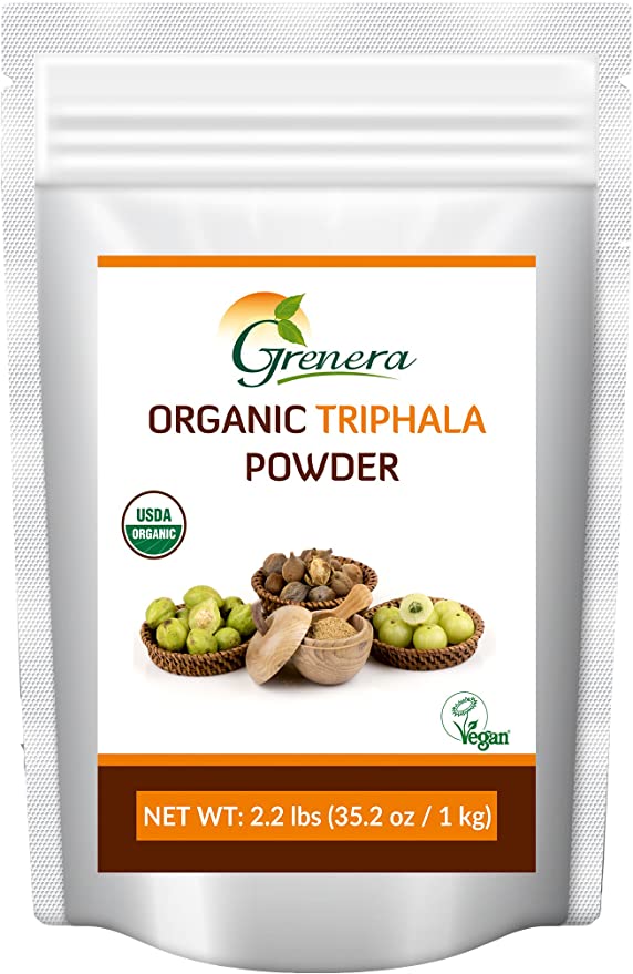 Grenera Organic Triphala Powder 2.2 lb (35.2 Ounce)-Made with Organic Amalaki, Organic Bibhitaki, Organic Haritaki Fruit - USDA Organic, Vegan, Kosher Certified