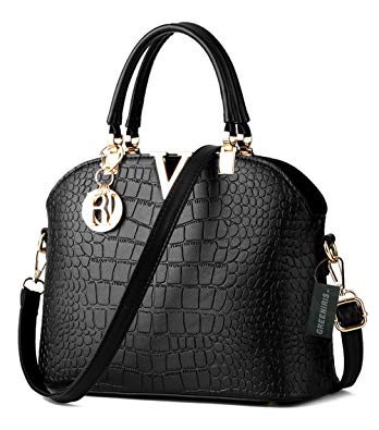 Greeniris Ladies PU Leather Totes Bags Crocodile pattern Shoulder Bags Vintage Top-handle Handbags for Women