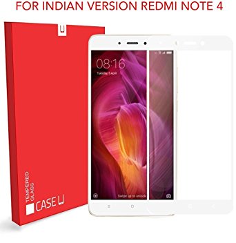 [Indian Version] Redmi Note 4 Tempered Glass, Case U Xiaomi Redmi Note 4 Indian Version Full Coverage 2.5D Tempered Glass Screen Protector - White Rim