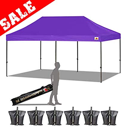 ABCCANOPY 18  Colors 10x20 Pop up Tent Instant Canopy Commercial Outdoor Canopy Wheeled Carry Bag Bonus 6X Weight Bag (Purple)