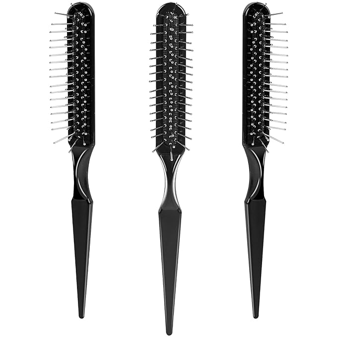 Synthetic Wig Brush,3 Pack Hair Brush 3 Row Wig Wire Brush Black Styler Brush Travel Size Metal Combs for Synthetic Wigs Detangling,Barber,Beginner