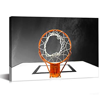 Sechars - Canvas Prints Wall Art Close-up Basketball Hoop Creative Picture Painting for Wall,Modern Home Decor Stretched and Framed Ready to Hang - 24 X 36