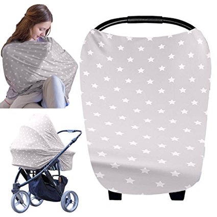 Baby Car Seat Canopy And Nursing Cover - All-in-1 Baby Car Seat Covers - Carseat Canopy - Breastfeeding Nursing Cover Scarf - Stroller Covers - Shopping Cart Hammock - Perfect Gift For Pregnant Moms (