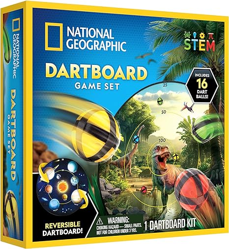 NATIONAL GEOGRAPHIC Dart Board for Kids - Dart Ball Game Set with Lightweight 28" Reversible Dartboard and Sticky Balls in 4 Colors, Indoor Games for Kids, Kids Darts Game, Kids Dart Board
