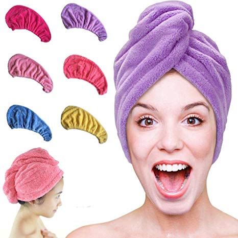Whatyiu Hair Towel Wrap Turban Double-Sided Coral Fleece Dry Hair Cap Drying Bath Shower Head Towel, Quick Magic Dryer, Dry Hair Hat, Wrapped Bath Cap(Watermelon red)