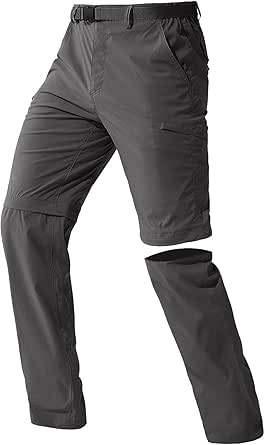 FREE SOLDIER Men's Outdoor Convertible Hiking Pants with Belt Lightweight Quick Dry Tactical Cargo Pants Nylon Spandex