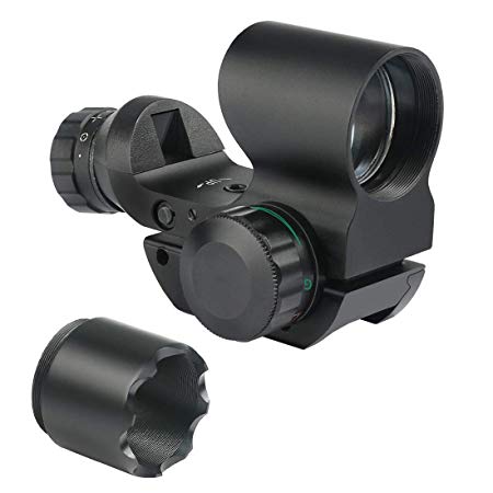 Feyachi Red & Green Optics 4 Reticles Reflex Rifle Scope Dot Sight with Removable Sunshade - 20mm Rail Mount