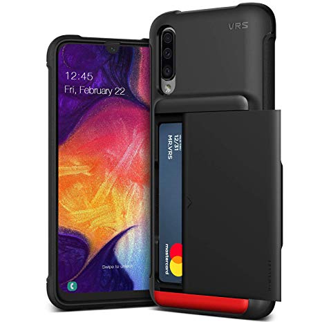 Galaxy A50 Case, VRS Design Slim Premium Wallet Case Card Holder Shockproof [Damda Glide Shield] [Matte Black] Reinforced Corners Compatible with Galaxy A50 6.4 inch (2019)