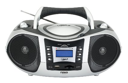 NAXA Electronics Portable MP3CD Player with Text Display AMFM Stereo USBSDMMC Inputs