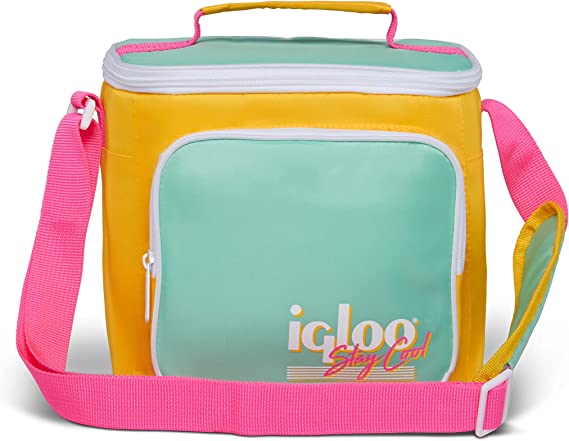 Igloo Retro Collection: Throwback Soft Square Lunch Bag, Industrial Yellow.Mint, 9 CANS