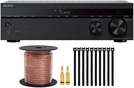 Sony STR-DH790 4K 7.2-Channel Surround Sound Home Theater AV Receiver with Speaker Wire, Banana Plugs and Focus Fastening Cable Ties Bundle (3 Items)