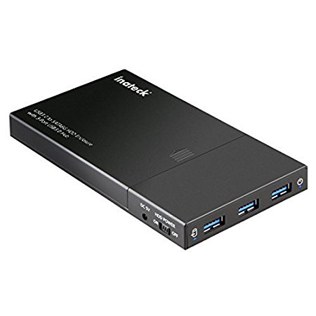 Inateck 3 Ports USB 3.0 Hub with 2.5 Inch USB 3.0 Hard Drive Disk External Enclosure Case for 9.5mm 7mm 2.5 Inch SATA HDD SSD, UASP Supported, Tool-Free