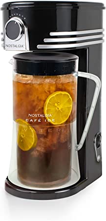 Nostalgia 3-Quart Iced Tea & Coffee Brewing System With Double-Insulated Pitcher, Strength Selector & Infuser Chamber, Also Perfect For Lattes, Lemonade, Flavored Water, Black