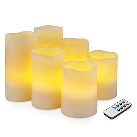 Kohree Real Wax Flameless Candles Battery Operated Led Candles Lights Remote Control Candles with Timer (Pack of 6)