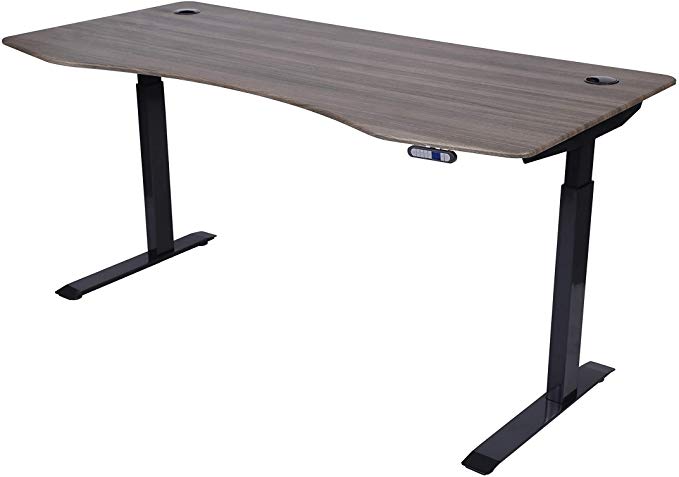 ApexDesk Elite Series 71" W Electric Height Adjustable Standing Desk, Memory Controller (71" Fox Teakwood Top, Black Frame)